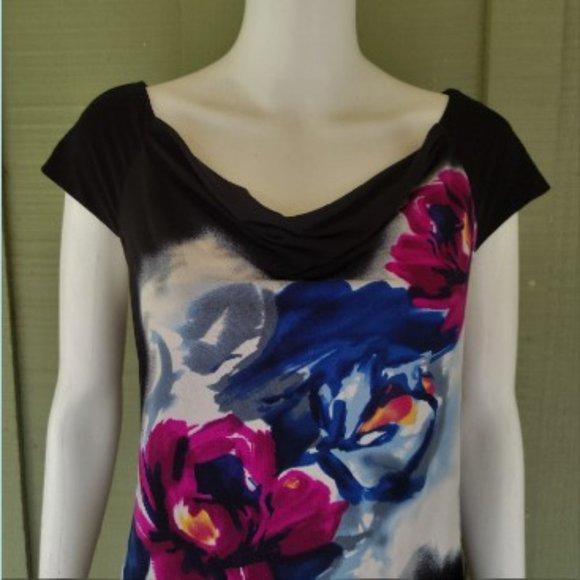 MAGGY LONDON Black Floral Shift DRess 14 - Picture 2 of 4